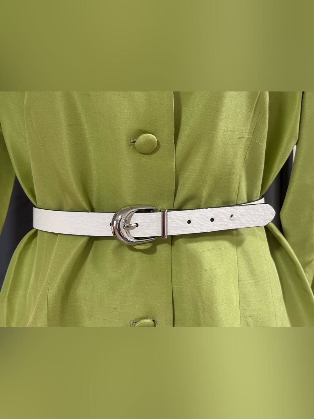 Lauren Ralph Lauren Reversible Leather Belt White-Navy Blue Silver D-Ring M 32